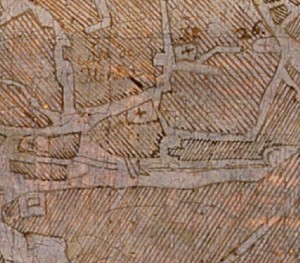 Fragmento del plano del Greco,  insertado en Vista y plano de Toledo. Museo del Greco de Toledo.