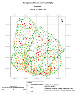 Categorización del error radial sobre el mapa de Uruguay, realizado con gvSIG + Inkscape